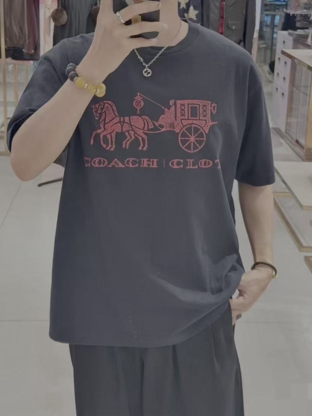 Coach Black Tee with Red Carriage Graphic - Picture 3 of 3
